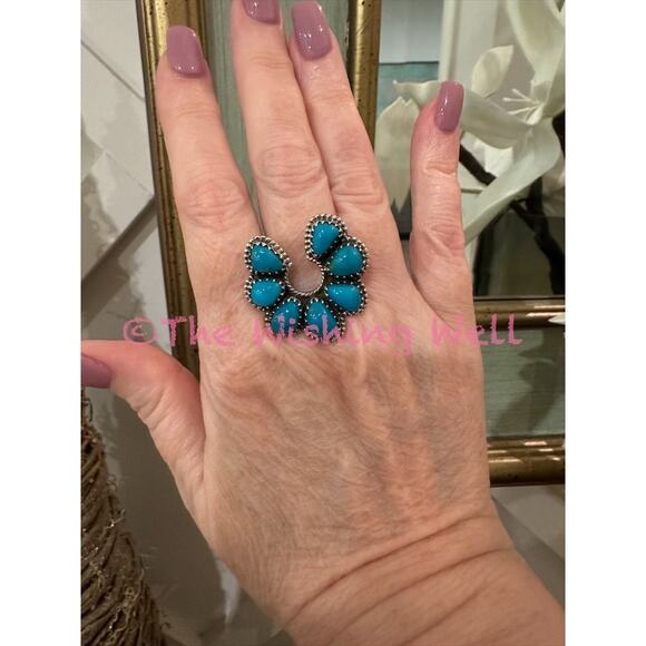Kingman Turquoise Naja Sterling Silver Ring Size 10.5 - Picture 4 of 5